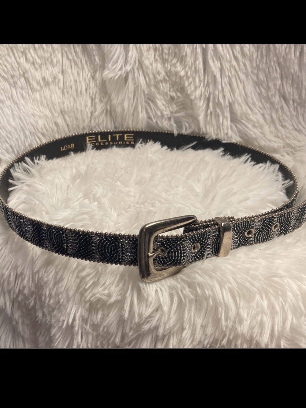 1” Wide Black & Silver Sparkly Belt